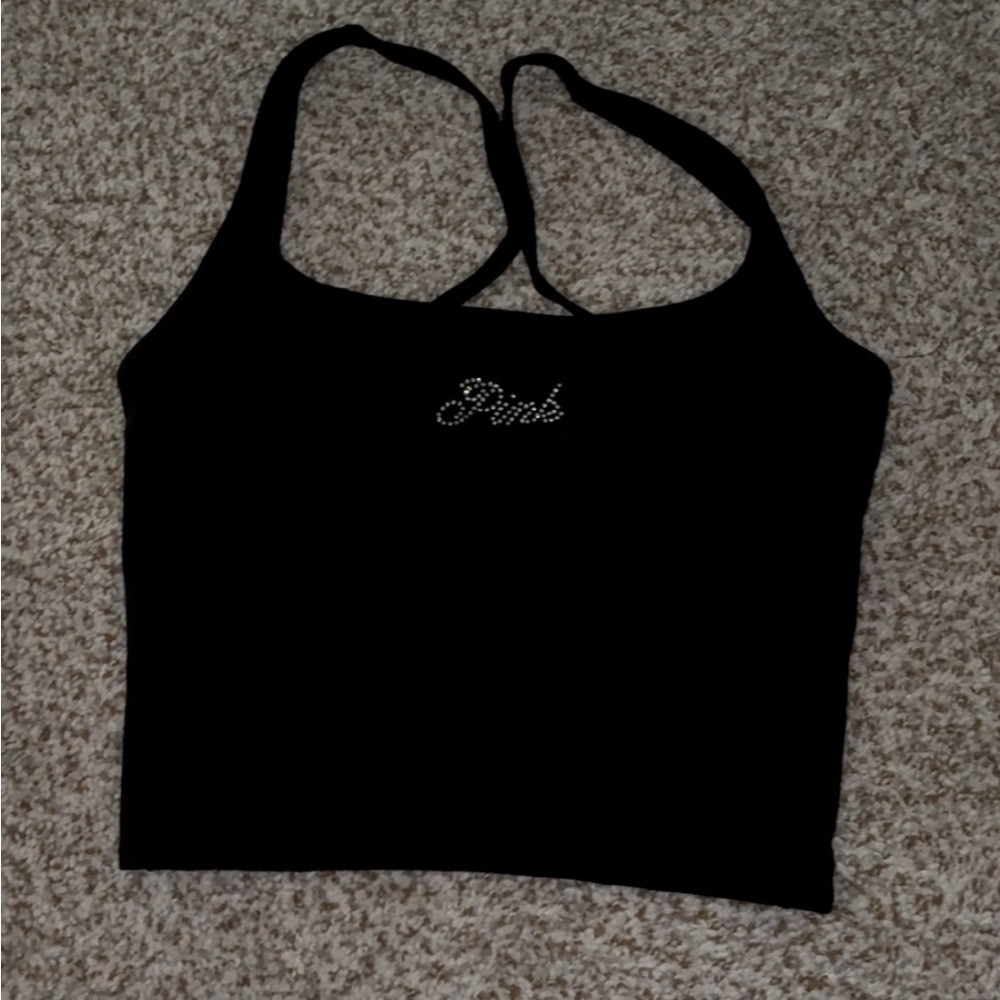Victoria’s Secret All-Day Cotton Tank Top In Pure Black Bling Size Small